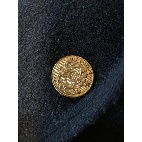 Spencer Douglas Black Double Breasted Wool Coat Decorative Gold Buttons Sz L - Picture 4 of 8